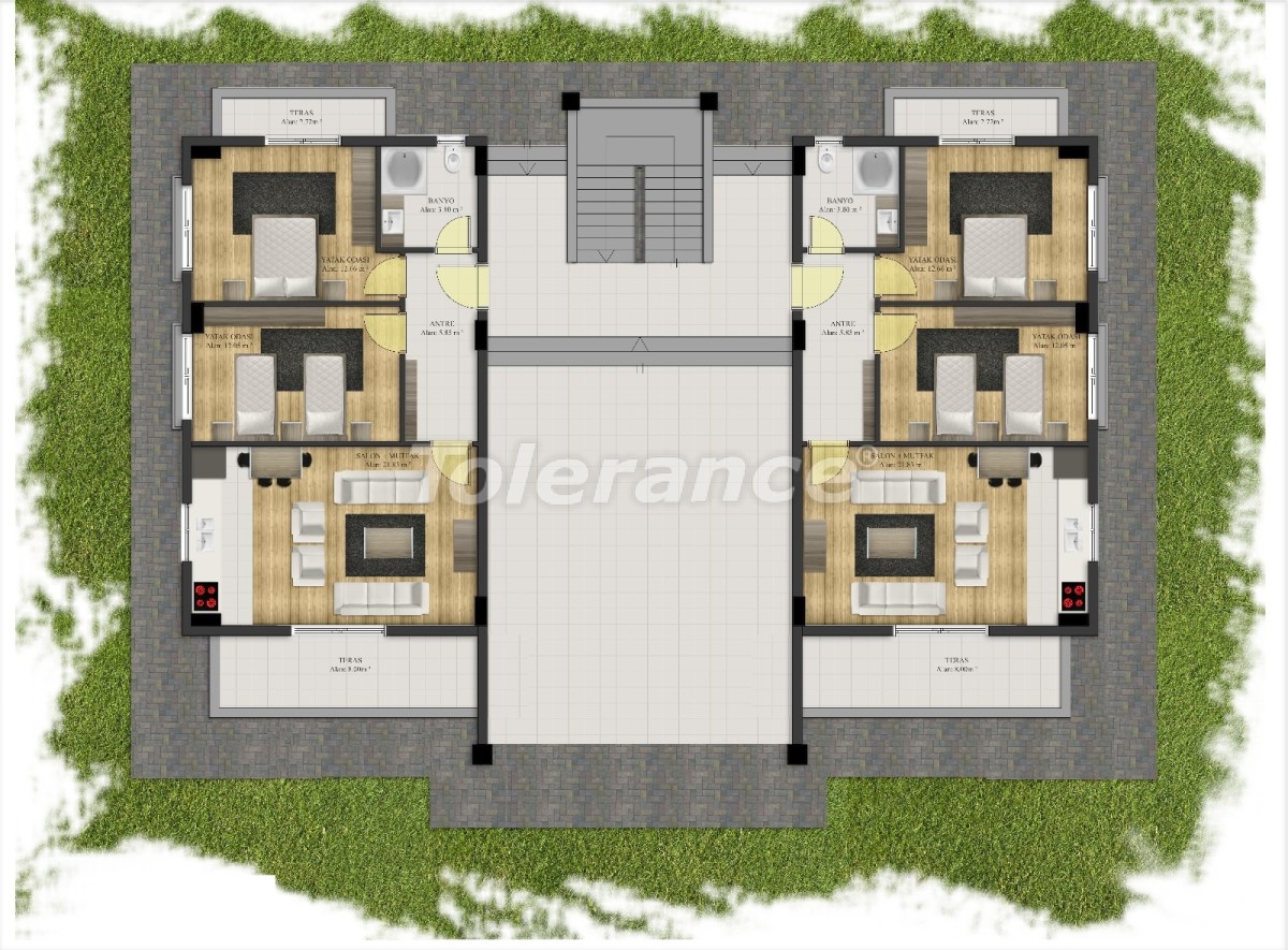 Современные квартиры в Арсланбуджаке, Кемер в комплексе с бассейном - 24093 | Tolerance Homes