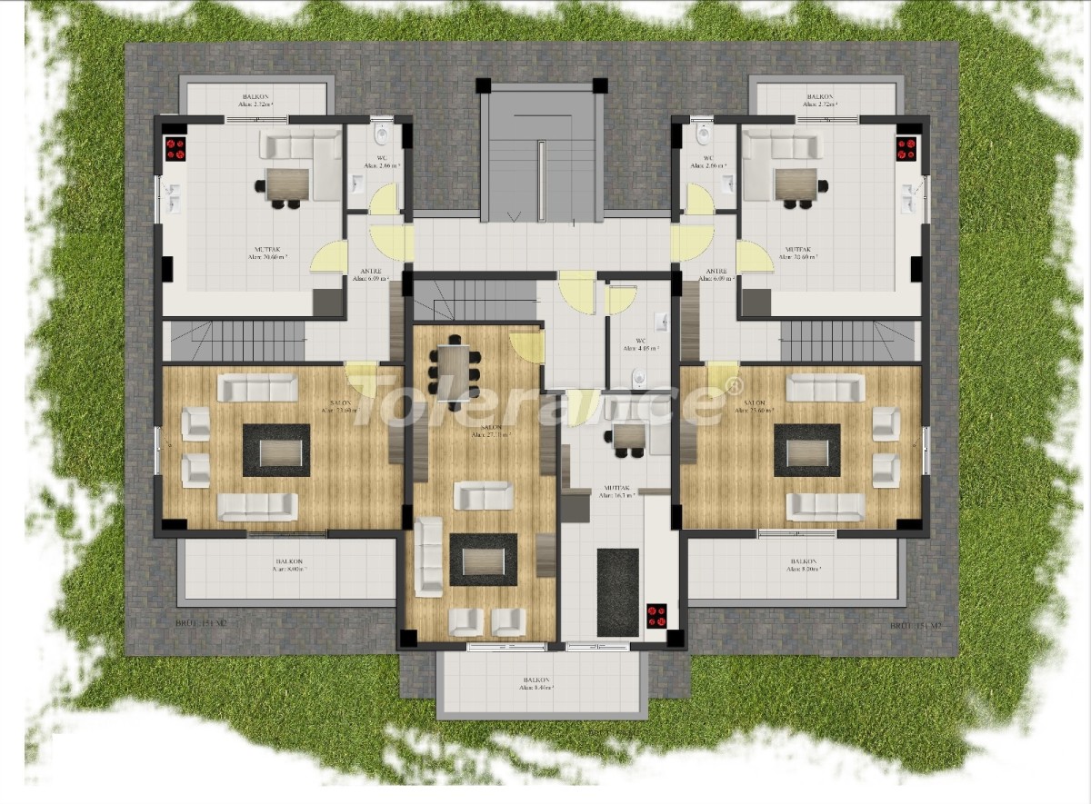 Современные квартиры в Арсланбуджаке, Кемер в комплексе с бассейном - 24092 | Tolerance Homes