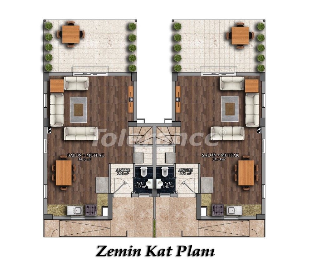 Трехкомнатные квартиры в Арсланбуджаке, Кемер в комплексе с бассейном - 26853 | Tolerance Homes