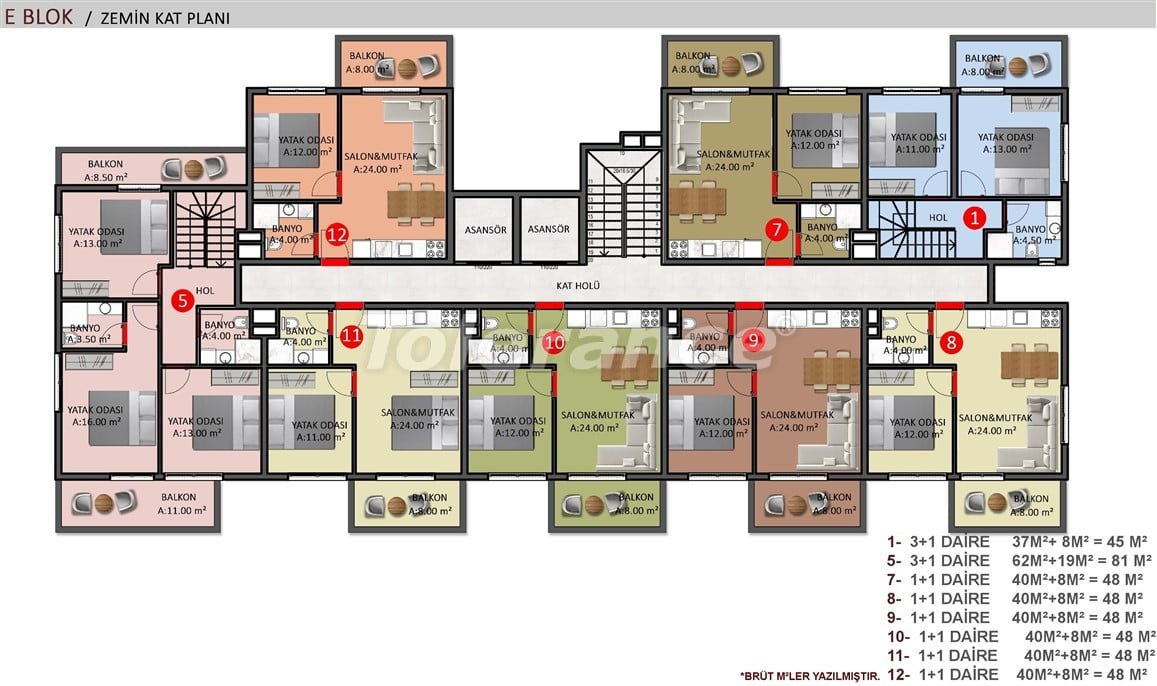 Элитные апартаменты в Оба, Алания в комплексе с бассейном - 39246 | Tolerance Homes