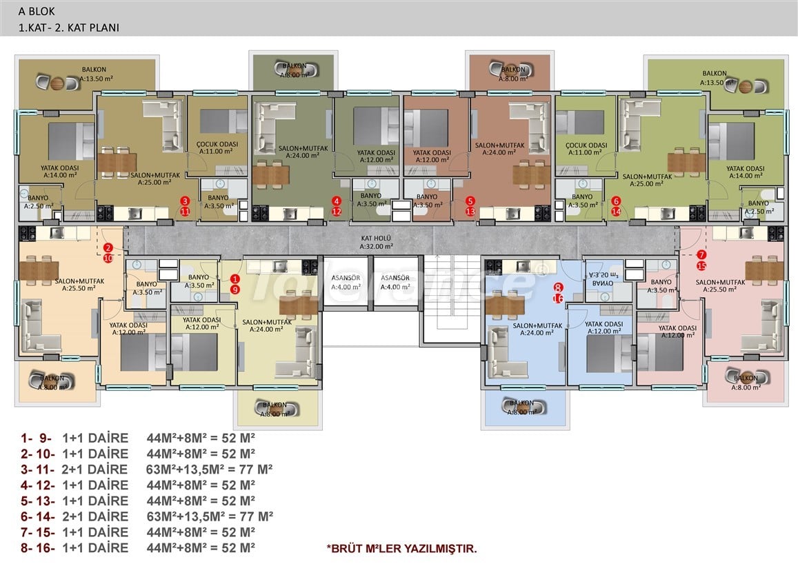 Элитные апартаменты в Оба, Алания в комплексе с бассейном - 39254 | Tolerance Homes