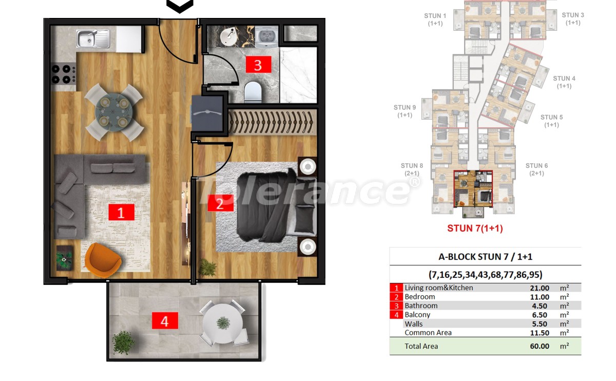 Эксклюзивные апартаменты в Махмутларе, Алания от надежного застройщика в комплексе гостиничного типа, в 50 метрах от моря - 40869 | Tolerance Homes