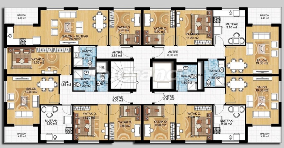 Современные квартиры в Гебизли, Муратпаша в комплексе с бассейном от застройщика в рассрочку - 46143 | Tolerance Homes