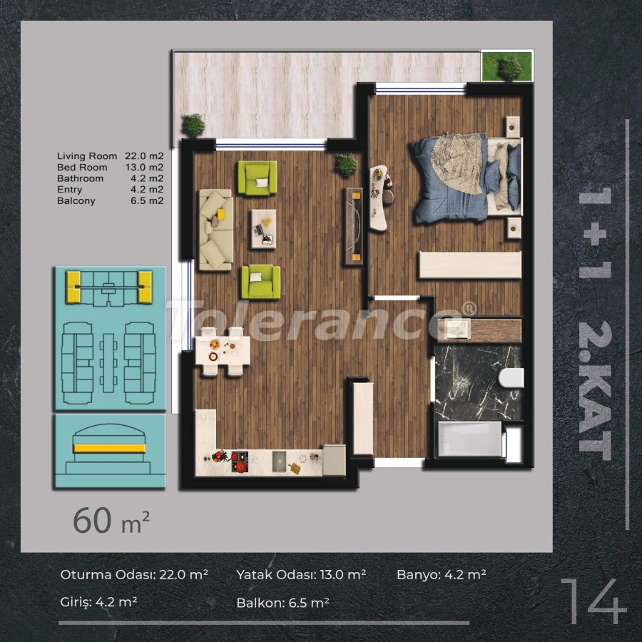 Новые квартиры в Сарысу, Коньяалты в современном комплексе с инфраструктурой, в рассрочку от застройщика - 48546 | Tolerance Homes