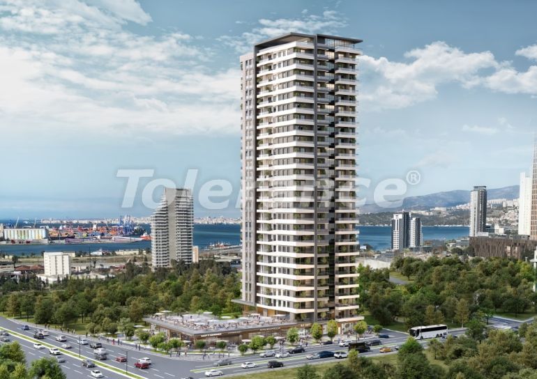 Квартира от застройщика в Байраклы, Измир вид на море с бассейном: купить недвижимость в Турции - 109682