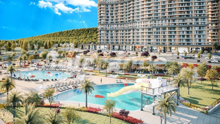 Квартира от застройщика в Бююкчекмедже, Стамбул вид на море с бассейном: купить недвижимость в Турции - 47800