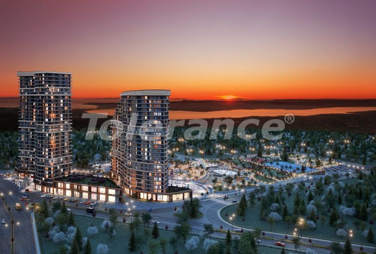 Квартира от застройщика в Бююкчекмедже, Стамбул вид на море с бассейном: купить недвижимость в Турции - 47805