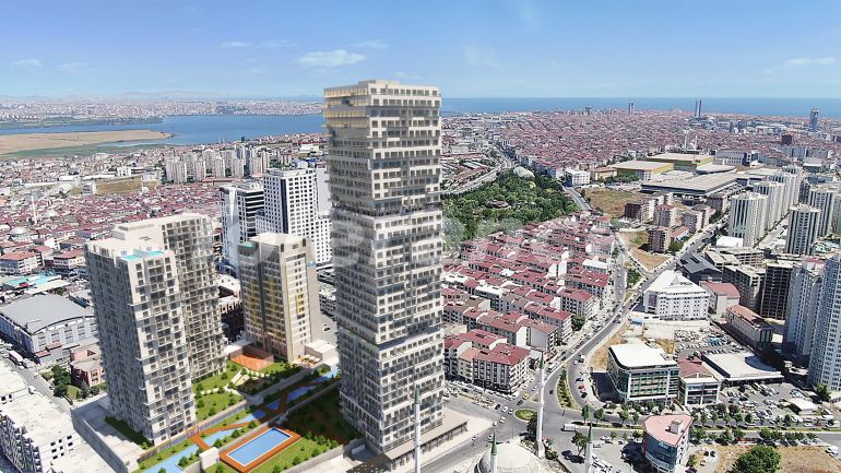 Квартира в Эсеньюрт, Стамбул вид на море с бассейном: купить недвижимость в Турции - 47527