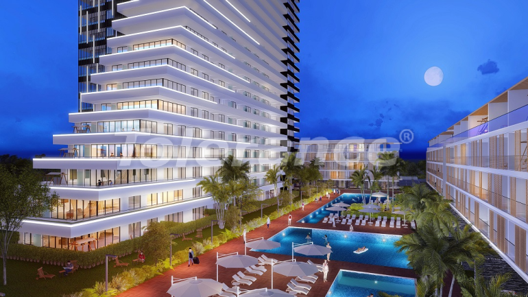 Квартира в Фамагуста, Северный Кипр вид на море с бассейном: купить недвижимость в Турции - 75210