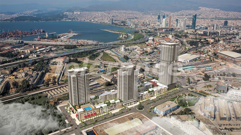 Квартира от застройщика в Конак, Измир вид на море с бассейном в рассрочку: купить недвижимость в Турции - 55360