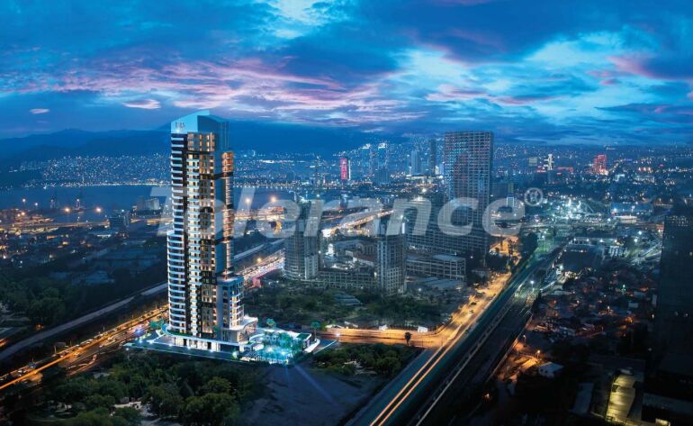 Квартира от застройщика в Конак, Измир вид на море с бассейном: купить недвижимость в Турции - 55623