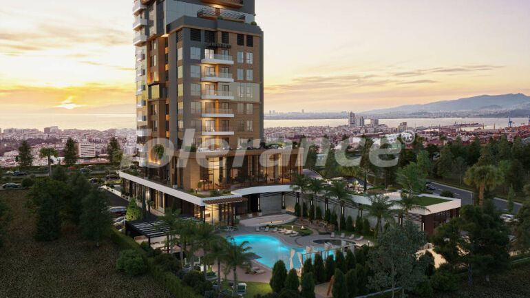 Квартира от застройщика в Конак, Измир вид на море с бассейном: купить недвижимость в Турции - 55629