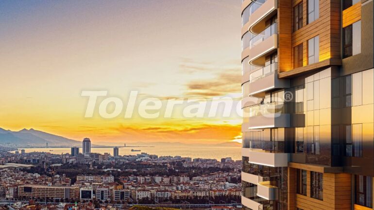 Квартира от застройщика в Конак, Измир вид на море с бассейном: купить недвижимость в Турции - 55631