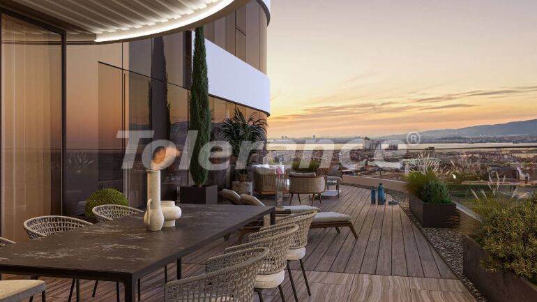 Квартира от застройщика в Конак, Измир вид на море с бассейном: купить недвижимость в Турции - 55633