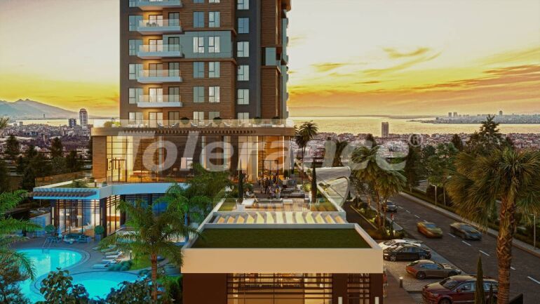 Квартира от застройщика в Конак, Измир вид на море с бассейном: купить недвижимость в Турции - 55634