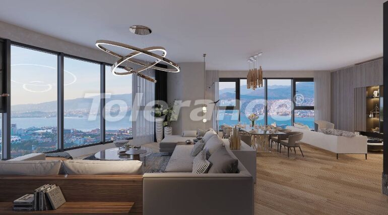 Квартира от застройщика в Конак, Измир вид на море с бассейном: купить недвижимость в Турции - 55653