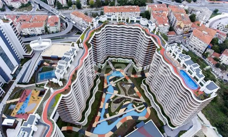 Квартира в Кючюкчекмедже, Стамбул вид на море с бассейном в рассрочку: купить недвижимость в Турции - 36401