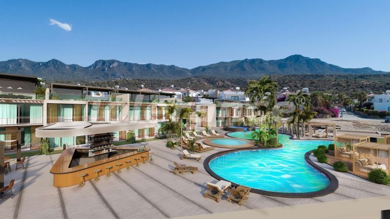 Квартира от застройщика в Кирения, Северный Кипр вид на море с бассейном в рассрочку: купить недвижимость в Турции - 72894