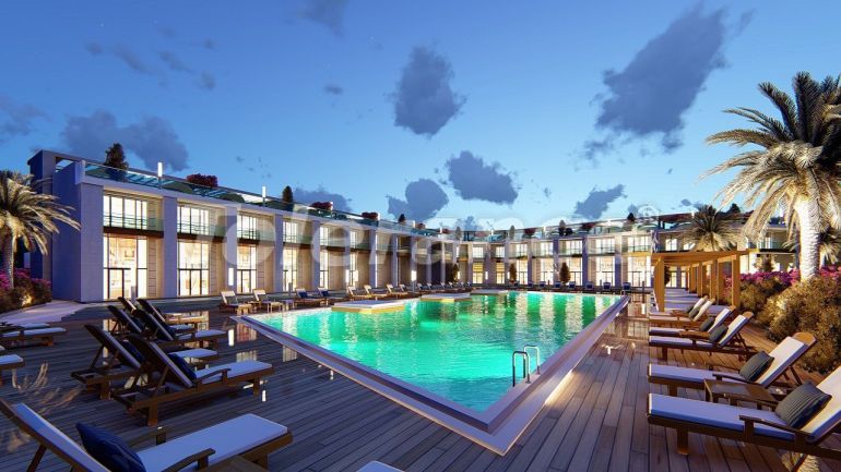 Квартира от застройщика в Кирения, Северный Кипр вид на море с бассейном: купить недвижимость в Турции - 90399