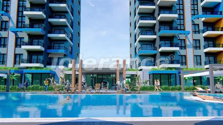 Квартира в Махмутлар, Аланья вид на море с бассейном: купить недвижимость в Турции - 31657