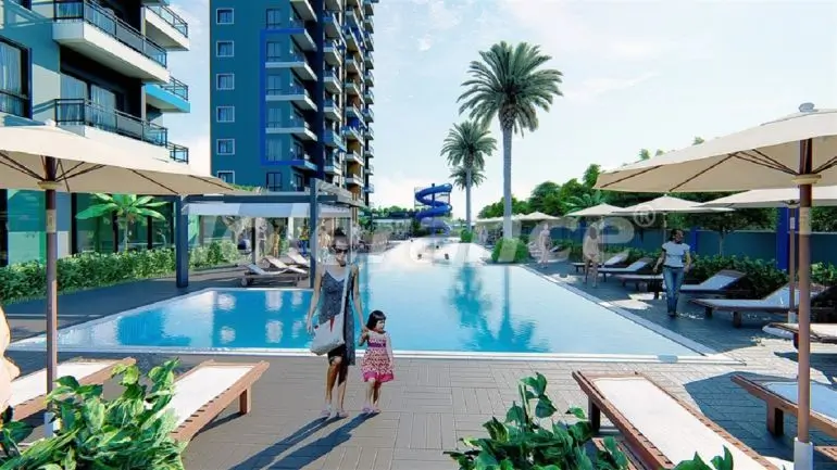 Квартира в Махмутлар, Аланья вид на море с бассейном: купить недвижимость в Турции - 31658