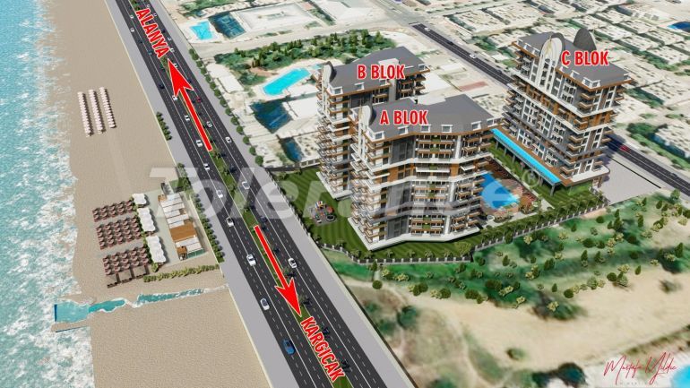 Квартира от застройщика в Махмутлар, Аланья вид на море с бассейном: купить недвижимость в Турции - 40858