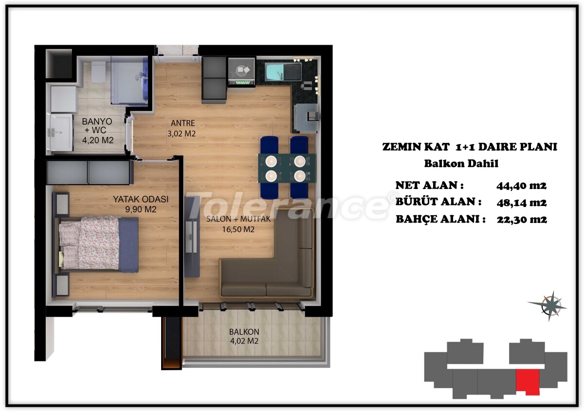 Квартира от застройщика в Алтынташ, Анталия с бассейном: купить недвижимость в Турции - 55664