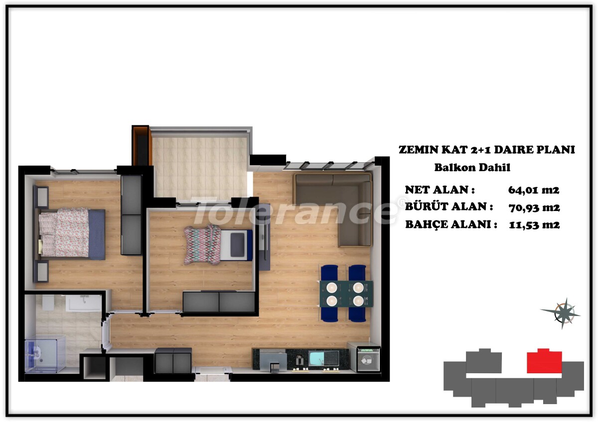 Квартира от застройщика в Алтынташ, Анталия с бассейном: купить недвижимость в Турции - 55665