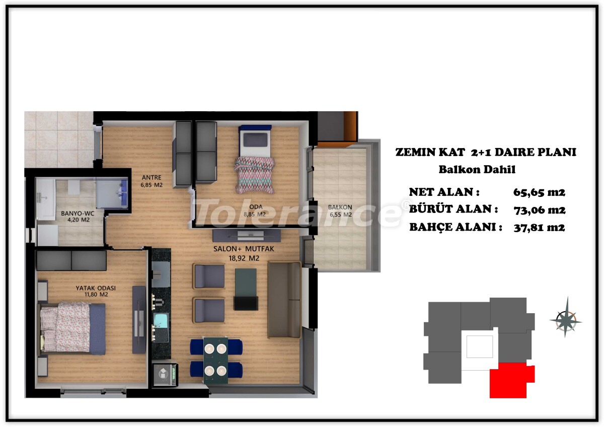 Квартира от застройщика в Алтынташ, Анталия с бассейном: купить недвижимость в Турции - 55690