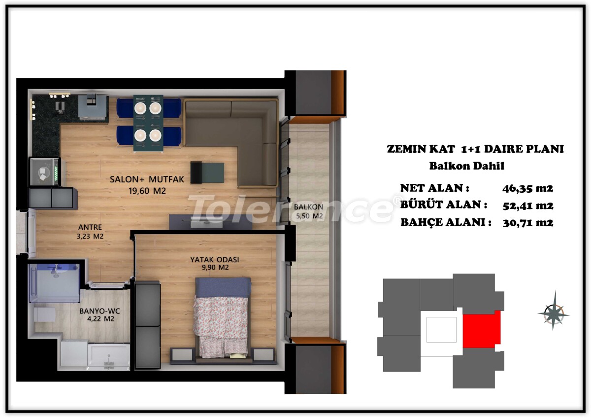 Квартира от застройщика в Алтынташ, Анталия с бассейном: купить недвижимость в Турции - 55691