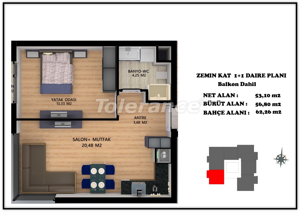 Квартира от застройщика в Алтынташ, Анталия с бассейном: купить недвижимость в Турции - 55695