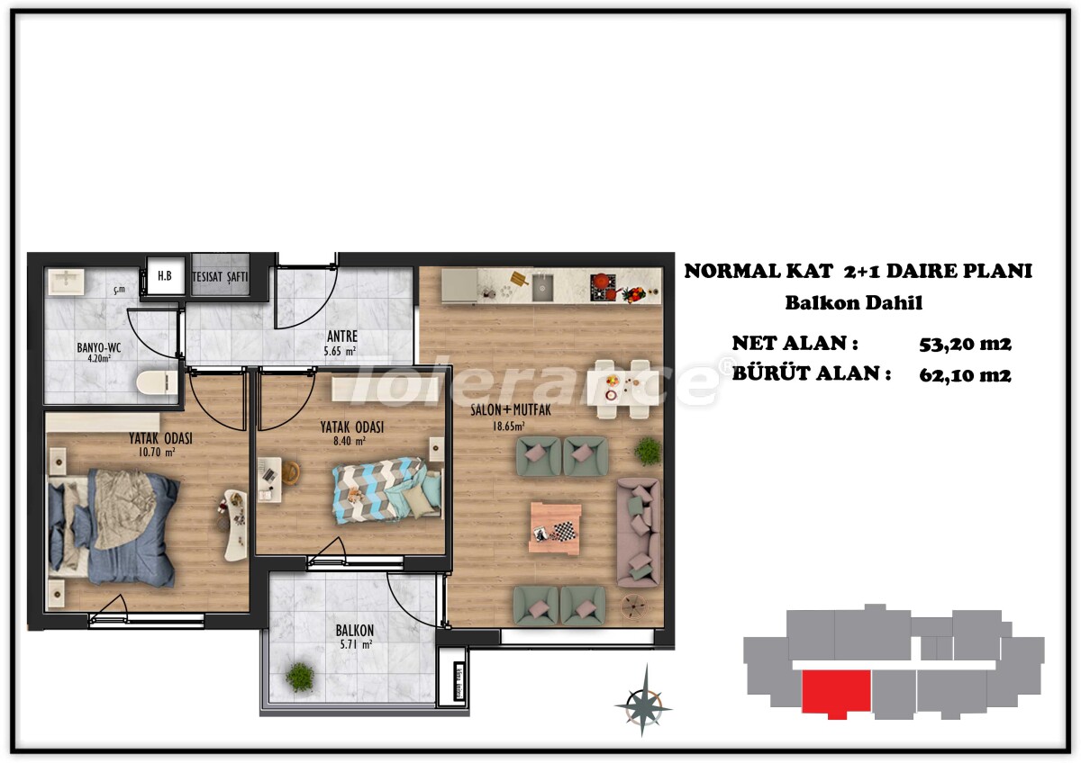 Квартира от застройщика в Алтынташ, Анталия с бассейном: купить недвижимость в Турции - 55736