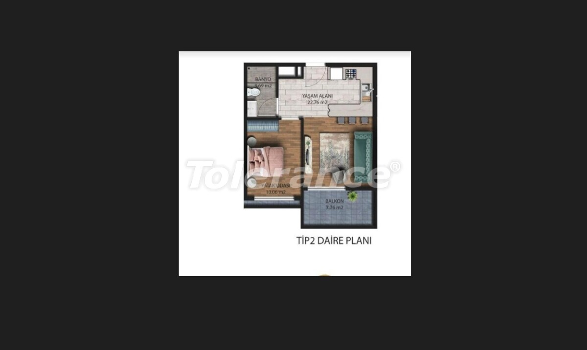 Квартира от застройщика в Алтынташ, Анталия с бассейном в рассрочку: купить недвижимость в Турции - 59413