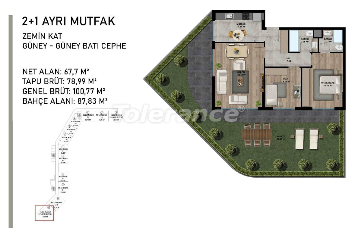 Квартира от застройщика в Алтынташ, Анталия с бассейном в рассрочку: купить недвижимость в Турции - 95492
