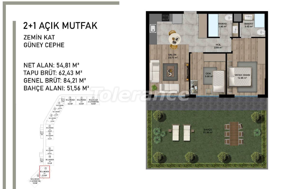 Квартира от застройщика в Алтынташ, Анталия с бассейном в рассрочку: купить недвижимость в Турции - 95496
