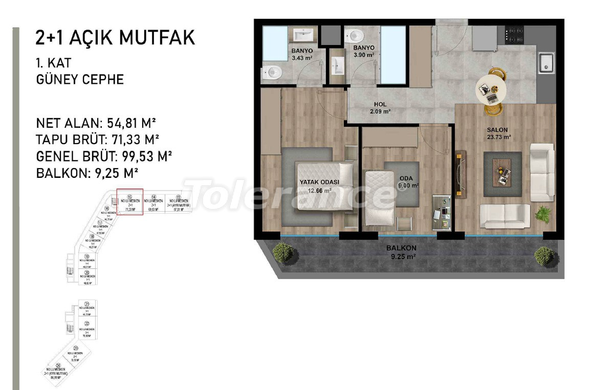 Квартира от застройщика в Алтынташ, Анталия с бассейном в рассрочку: купить недвижимость в Турции - 95499