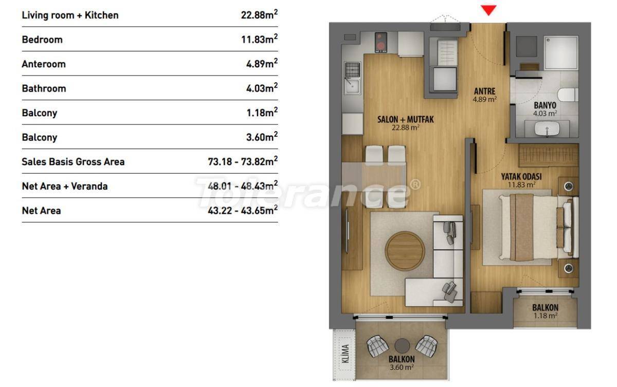 Квартира в Авджылар, Стамбул с бассейном: купить недвижимость в Турции - 26939