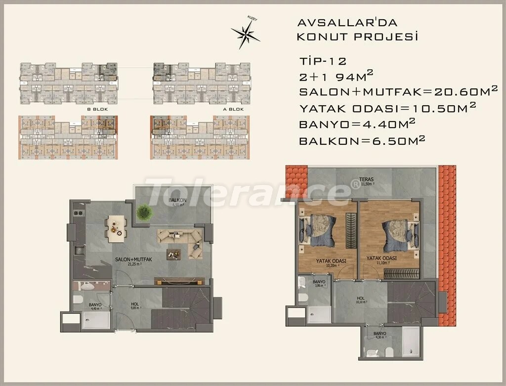 Квартира от застройщика в Авсаларе, Аланья вид на море с бассейном в рассрочку: купить недвижимость в Турции - 22086