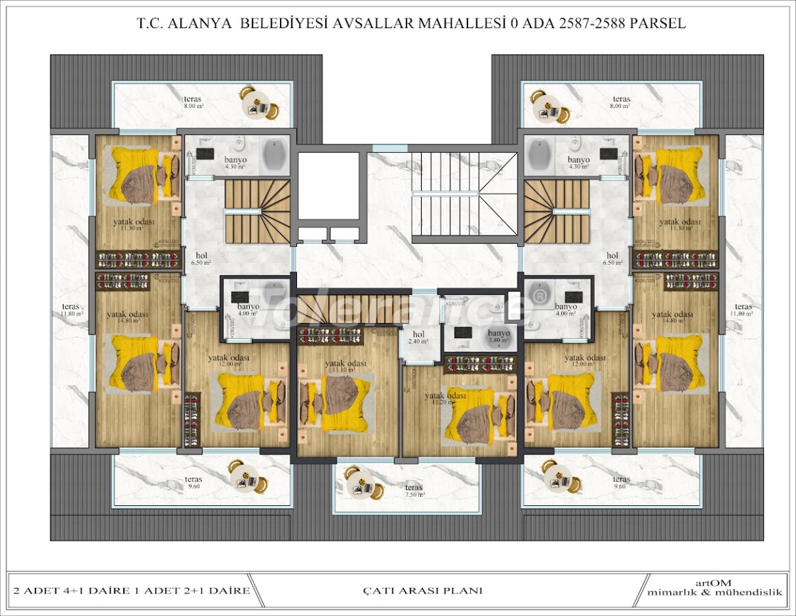Квартира от застройщика в Авсаларе, Аланья с бассейном: купить недвижимость в Турции - 60791