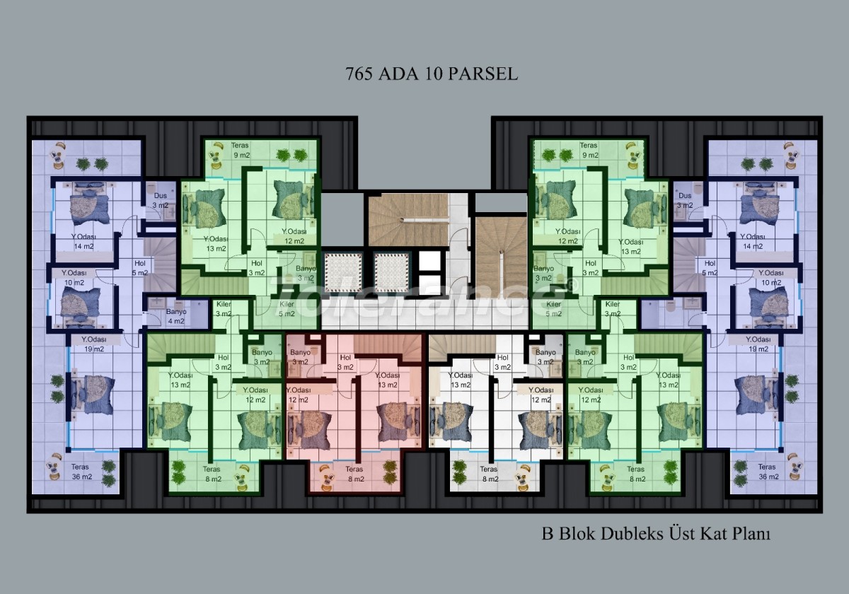 Квартира от застройщика в Центре, Аланья с бассейном: купить недвижимость в Турции - 51180