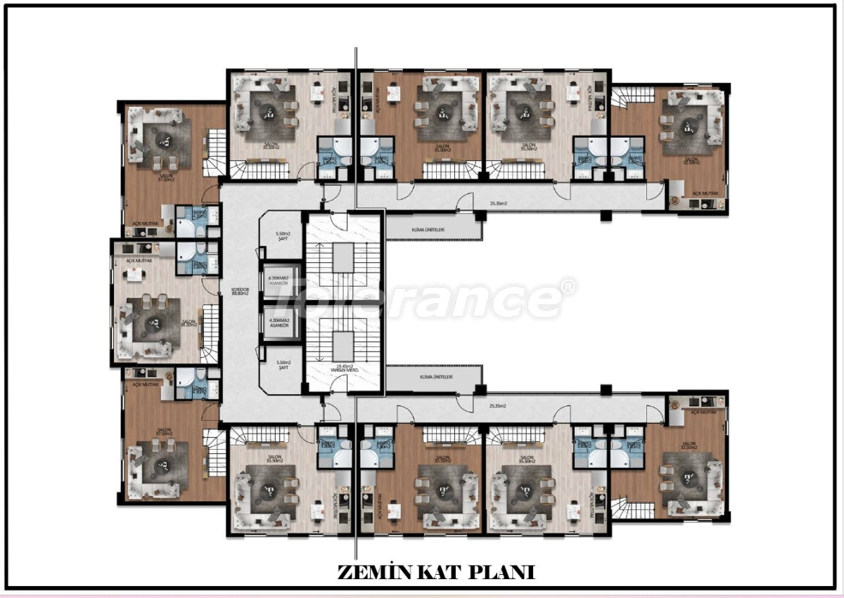Квартира от застройщика в Коньяалты, Анталия с бассейном: купить недвижимость в Турции - 137272