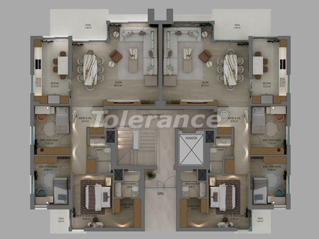 Квартира от застройщика в Коньяалты, Анталия с бассейном в рассрочку: купить недвижимость в Турции - 137643