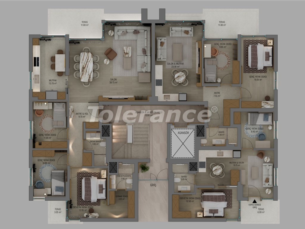 Квартира от застройщика в Коньяалты, Анталия с бассейном в рассрочку: купить недвижимость в Турции - 137644