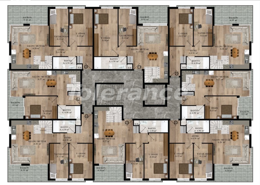 Квартира от застройщика в Коньяалты, Анталия с бассейном: купить недвижимость в Турции - 16719