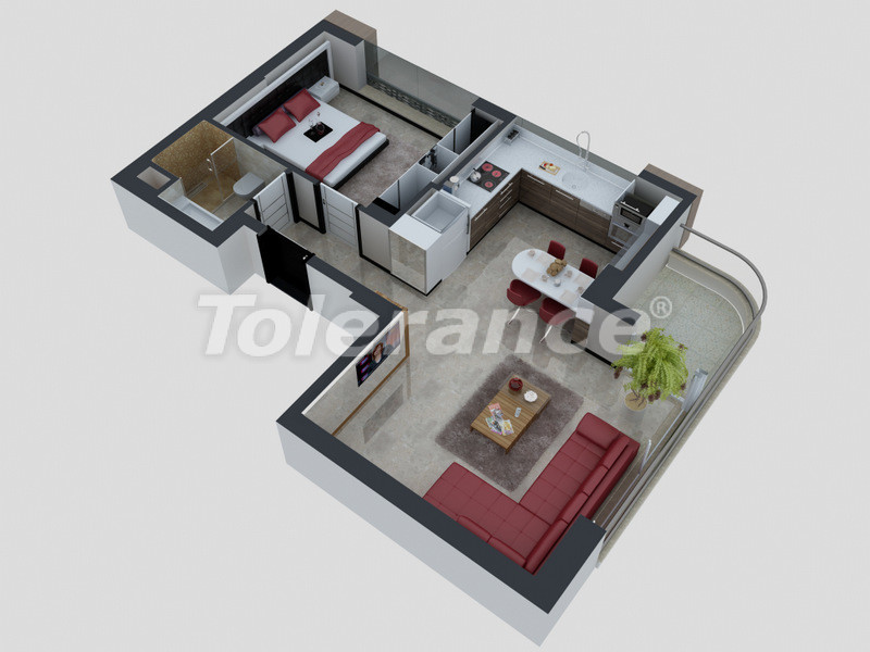 Квартира от застройщика в Коньяалты, Анталия с бассейном: купить недвижимость в Турции - 4092