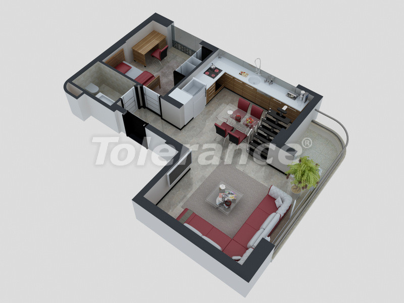 Квартира от застройщика в Коньяалты, Анталия с бассейном: купить недвижимость в Турции - 4093