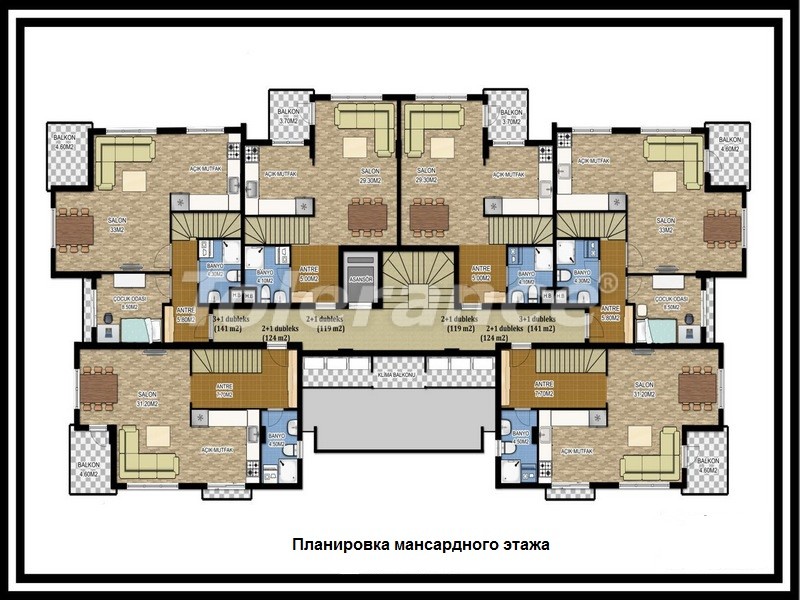 Квартира от застройщика в Коньяалты, Анталия с бассейном: купить недвижимость в Турции - 673
