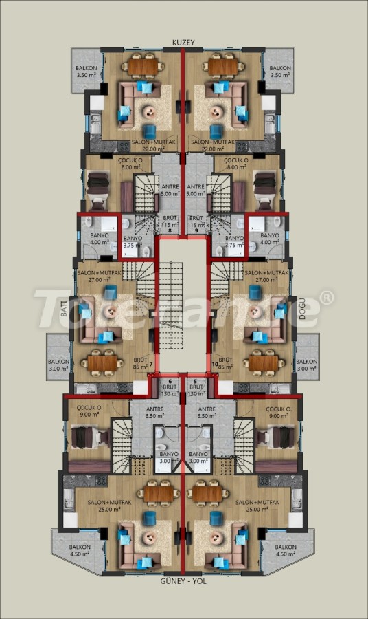 Квартира от застройщика в Кунду, Анталия с бассейном: купить недвижимость в Турции - 39726