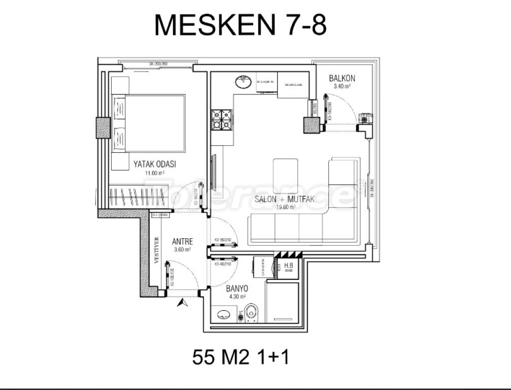 Квартира от застройщика в Лара, Анталия с бассейном в рассрочку: купить недвижимость в Турции - 102680