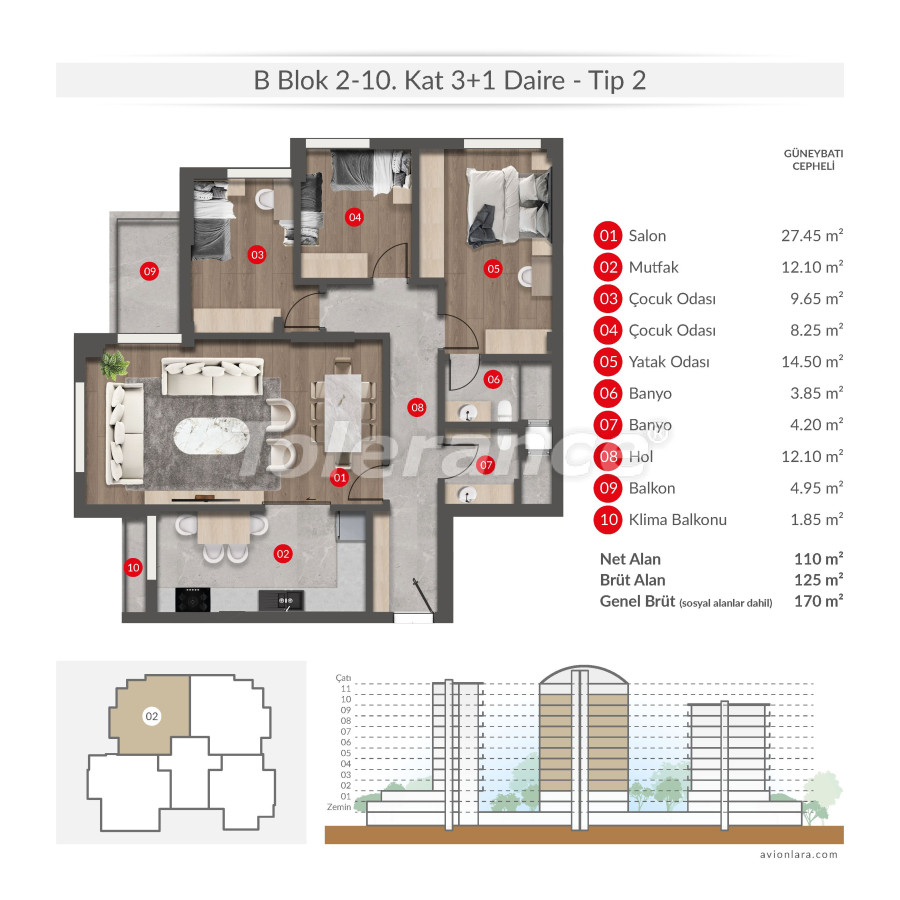 Квартира от застройщика в Лара, Анталия с бассейном в рассрочку: купить недвижимость в Турции - 135621